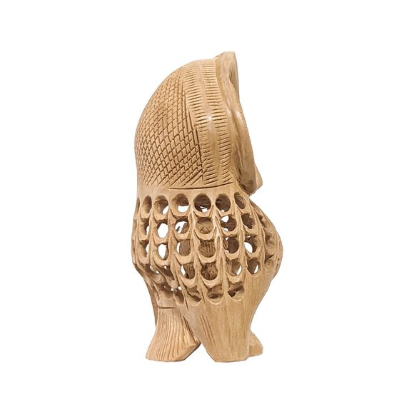 Handcrafted Wooden Front Facing Owl Sitting (4inch) - Picture 4 of 6